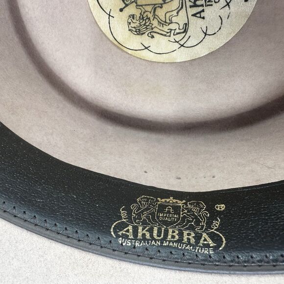 AKUBRA IMPERIAL QUALITY - Men's Beige Fur Felt Size 58 Western Cowboy Hat H7 - Picture 8 of 13